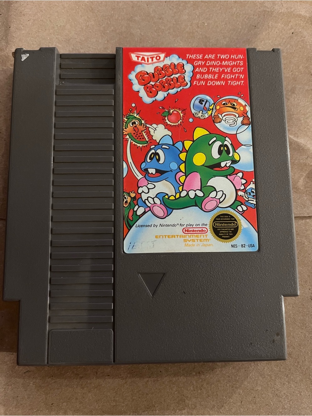 Nintendo Bubble Bobble NES Cartridge - Gray with Red Label